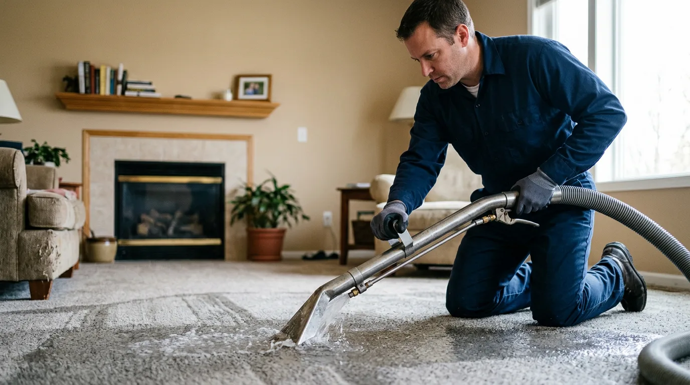 Water damage restoration technician working near Owensburg, IN